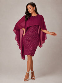 Floral Sheath Mother of the Bride Dress with Cape Overlay