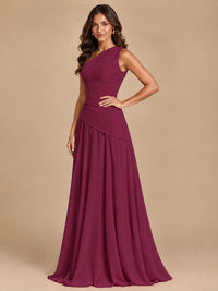 One Shoulder Prom Dress A-line Ruched Women Wedding Formal Gowns