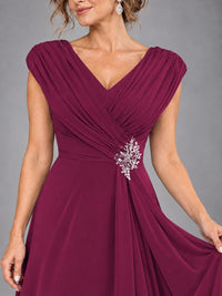 Cap Sleeve Chiffon A-Line Mother of the Bride Dress