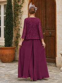 Elegant 3-Piece Chiffon Mother of the Bride Pantsuit with Floral Applique Jacket