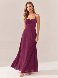 JOVELLEE Yellow Sweetheart Ruched Bust Chiffon Maxi Dress