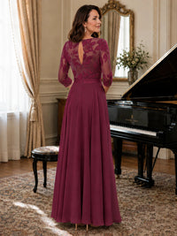 Lace Applique Wide-Leg Chiffon Mother of the Bride Jumpsuit