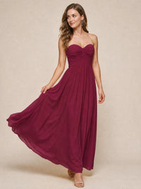 Strapless Pleated Chiffon A-Line Bridesmaid Dress