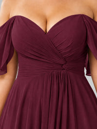 Off Shoulder Chiffon Bridesmaid Dress with Slit