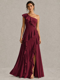 Sage Green One Shoulder Ruffle Bridesmaid Dress