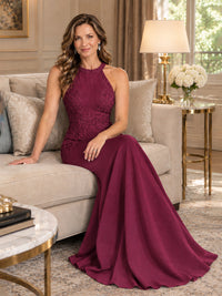 Halter Neckline Lace Appliques Mother of The Bride Dresses
