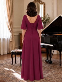 V-Neck Chiffon Lace Mother of the Bride Dresses