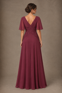 A-Line Chiffon Mother of the Bride Dress with Applique