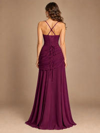 Butter Yellow Square Neck Ruched A-Line Prom Dress