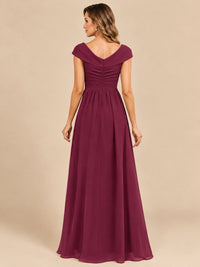 Cap Sleeve Mother of The Bride Dresses Long Chiffon Formal Gowns