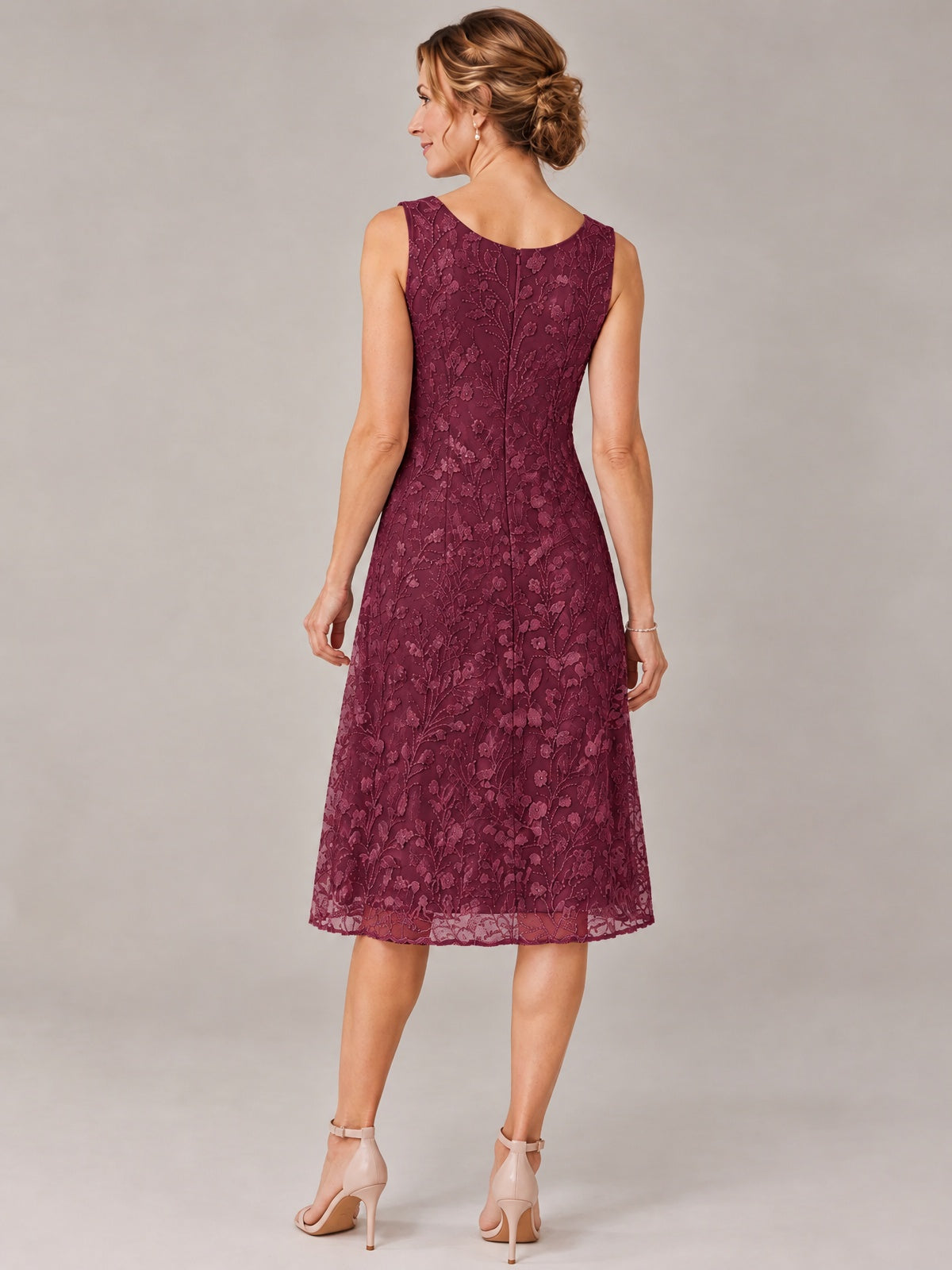 Tea Length Sequin Lace Mother of The Bride Dress with Chiffon Jacket