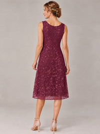 Tea Length Sequin Lace Mother of The Bride Dress with Chiffon Jacket
