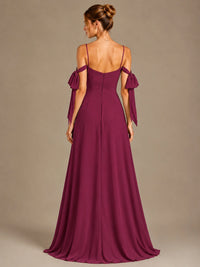 A-Line Ruffles Chiffon Bridesmaid Dress with Slit