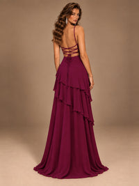Sweetheart A-Line Ruffle Prom Dress with Spaghetti Straps
