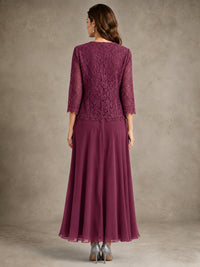 2-Piece Chiffon Mother of the Bride Dress with Lace Jacket