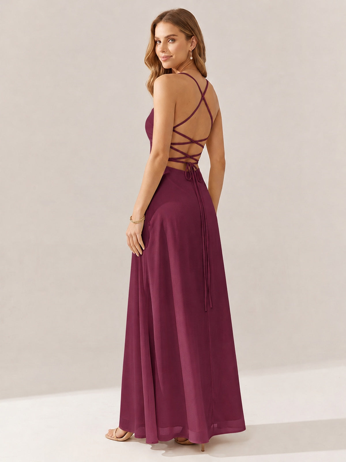 JOVELLEE Yellow Sweetheart Ruched Bust Chiffon Maxi Dress