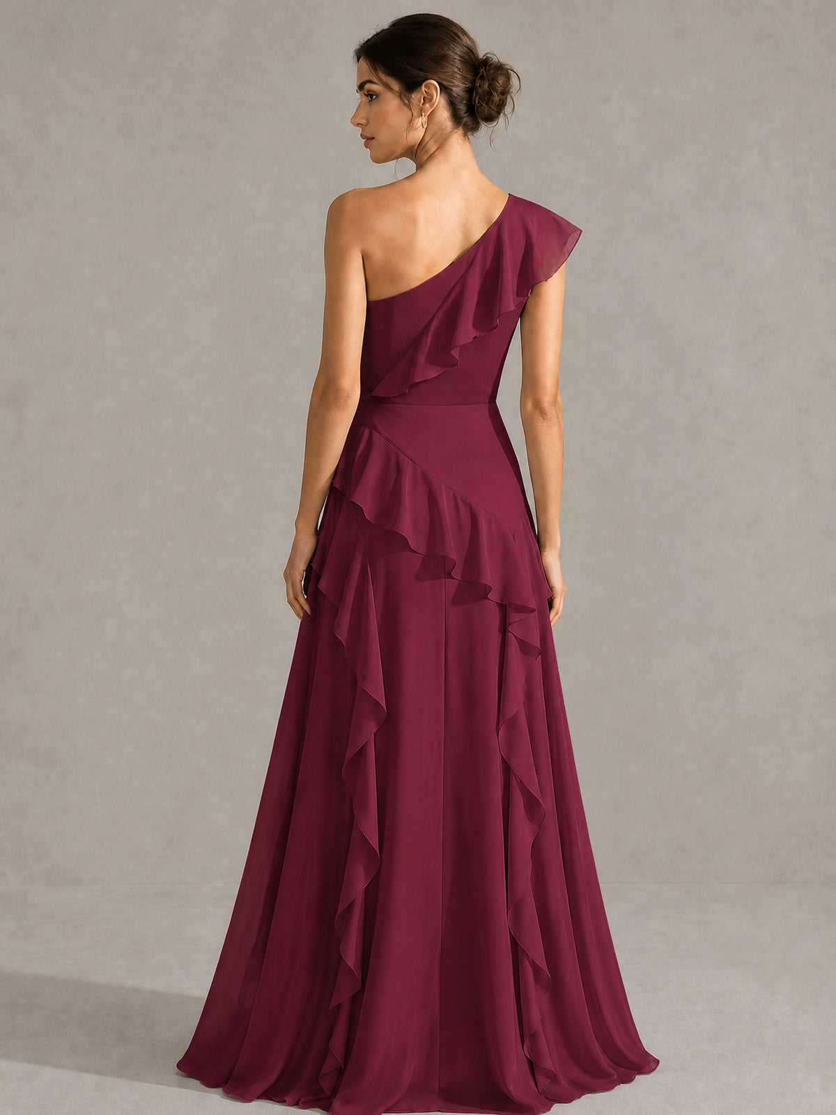 Sage Green One Shoulder Ruffle Bridesmaid Dress