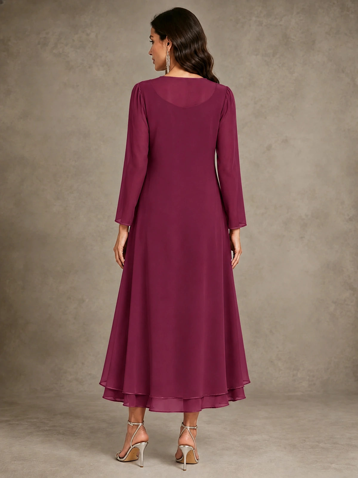 Sequin Chiffon Mother of the Bride Dress with Jacket