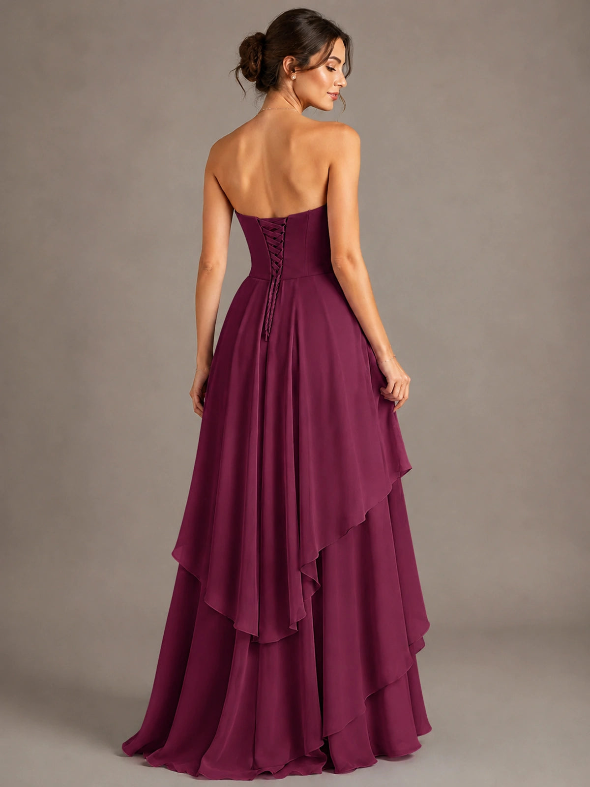 Strapless Ruffle A-Line Maxi Dress