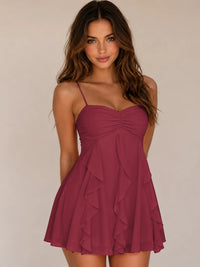 Spaghetti Straps Ruched Sweetheart Short Homecoming Dresses