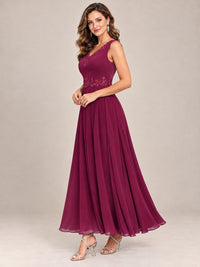 Dusty Blue Floral Lace Chiffon Mother of the Bride Dress with Jacket