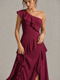 Sage Green One Shoulder Ruffle Bridesmaid Dress