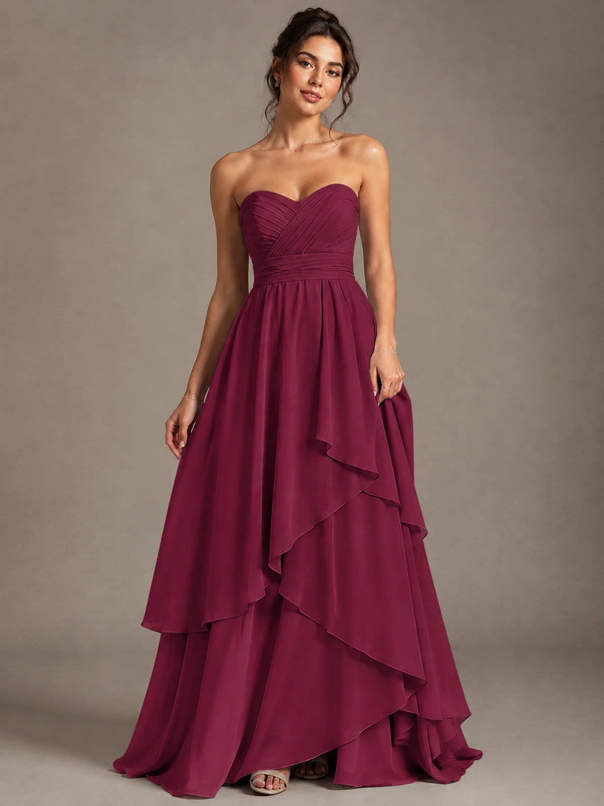 Strapless Ruffle A-Line Maxi Dress