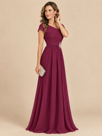 Cap Sleeve Mother of The Bride Dresses Long Chiffon Formal Gowns
