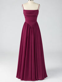 Spaghetti Strap Ruched Chiffon Maxi Dress with Backless
