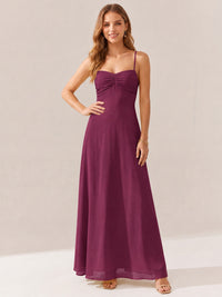 JOVELLEE Yellow Sweetheart Ruched Bust Chiffon Maxi Dress