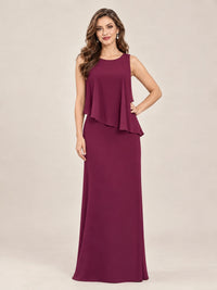 Cape Sleeve Mother of the Bride Dress with Asymmetrical Overlay