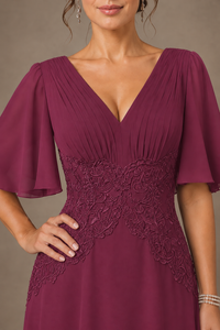A-Line Chiffon Mother of the Bride Dress with Applique