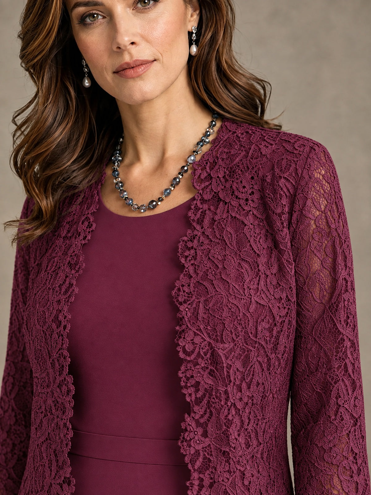 2-Piece Chiffon Mother of the Bride Dress with Lace Jacket