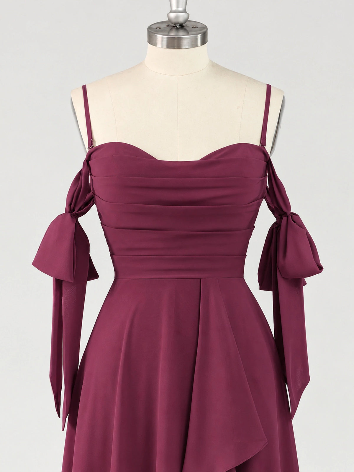 A-Line Ruffles Chiffon Bridesmaid Dress with Slit