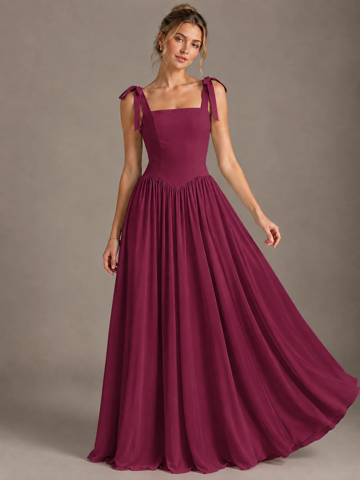 Square Neck A-Line Maxi Dress