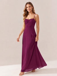 JOVELLEE Yellow Sweetheart Ruched Bust Chiffon Maxi Dress