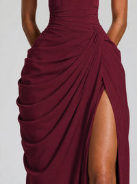 Ruched Halter Neck High-Slit Prom & Evening Dress