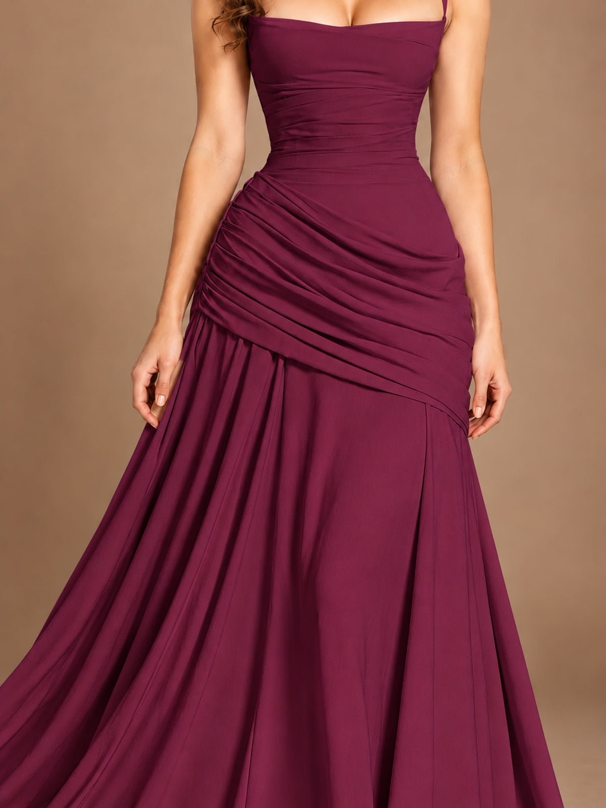 Butter Yellow Square Neck Ruched A-Line Prom Dress
