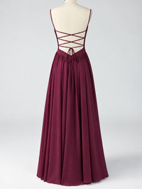 Spaghetti Strap Ruched Chiffon Maxi Dress with Backless