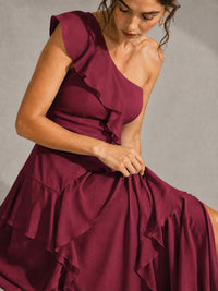Sage Green One Shoulder Ruffle Bridesmaid Dress
