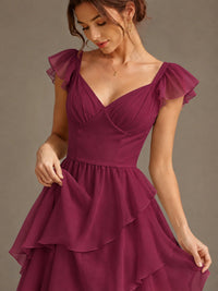 Ruffle Tiered V Neck Maxi Dress
