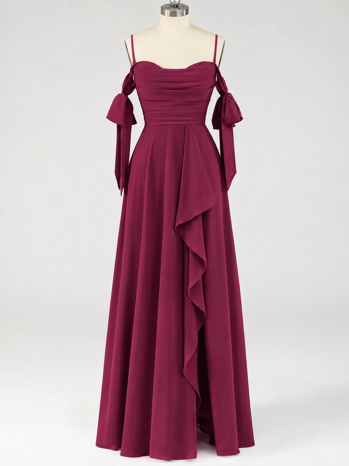 A-Line Ruffles Chiffon Bridesmaid Dress with Slit