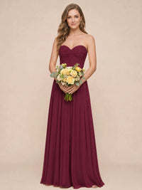 Strapless Pleated Chiffon A-Line Bridesmaid Dress