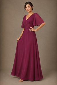 A-Line Chiffon Mother of the Bride Dress with Applique