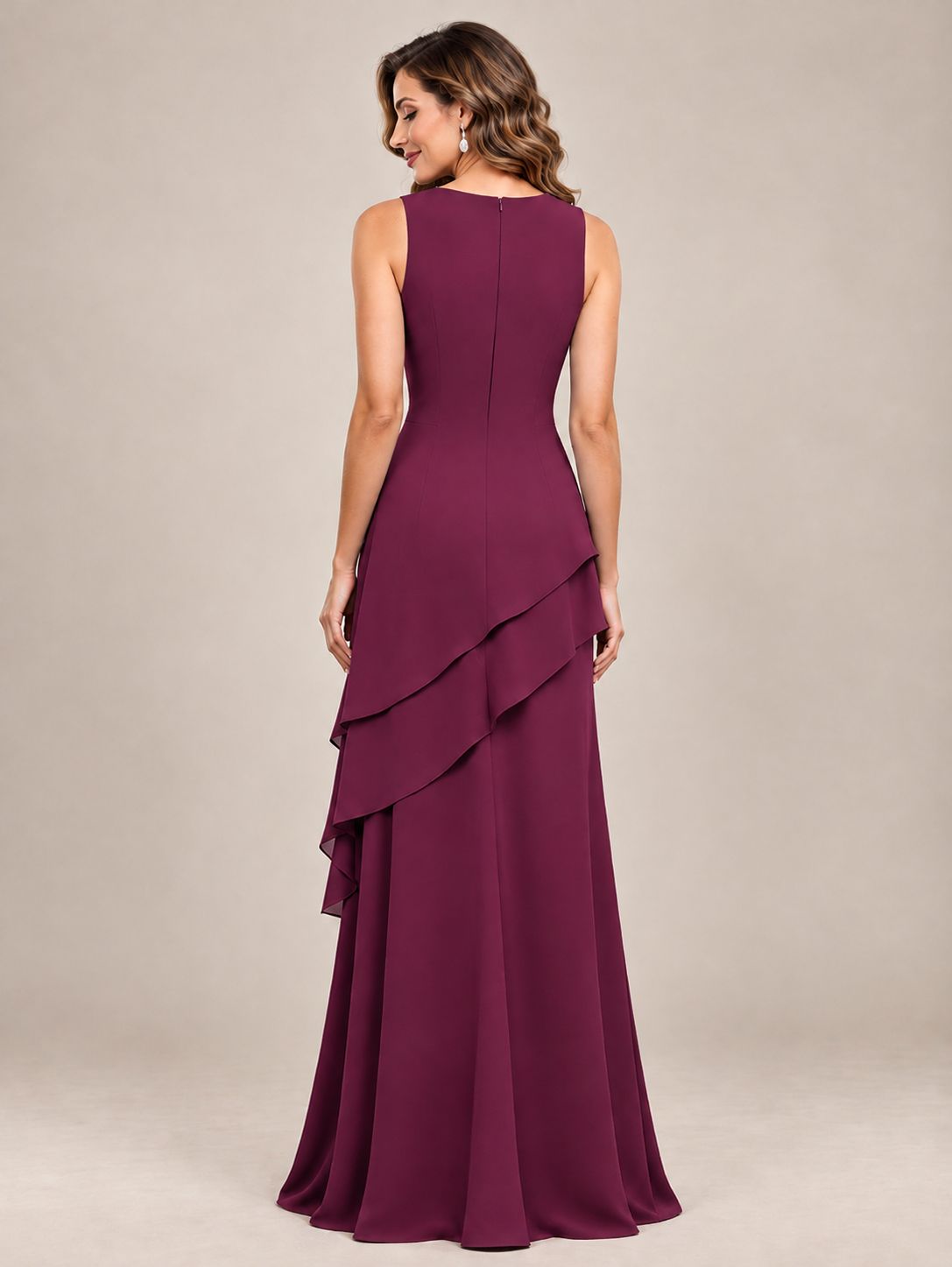 Dusty Blue Two-Piece Chiffon Mother of the Bride Dress with Jacket