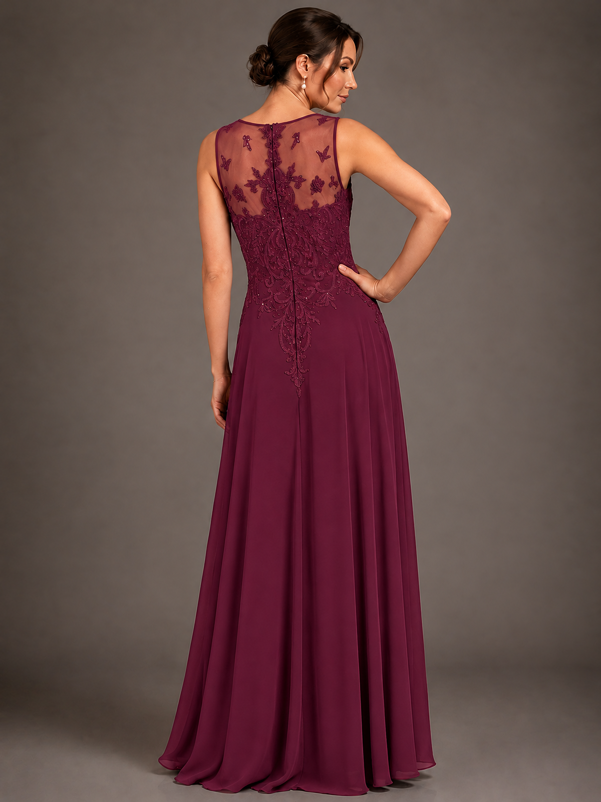 A-line 2 Pieces Chiffon Appliques Mother of The Bride Dresses with Jackets