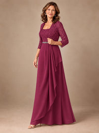 Blush Pink A-Line Mother of the Bride Dress with Lace Jacket and Ruffles