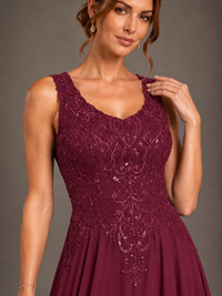 A-line 2 Pieces Chiffon Appliques Mother of The Bride Dresses with Jackets