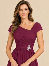 Cap Sleeve Mother of The Bride Dresses Long Chiffon Formal Gowns