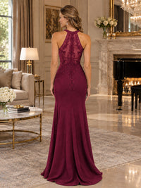 Halter Neckline Lace Appliques Mother of The Bride Dresses